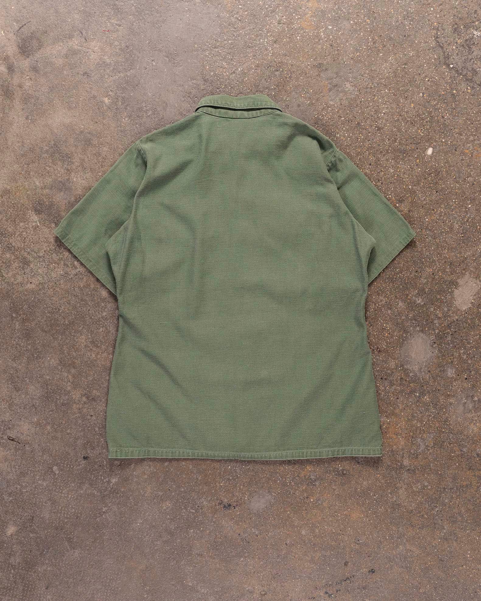 60s US Army OG-107 Sateen Utility Short Sleeves Shirt Military