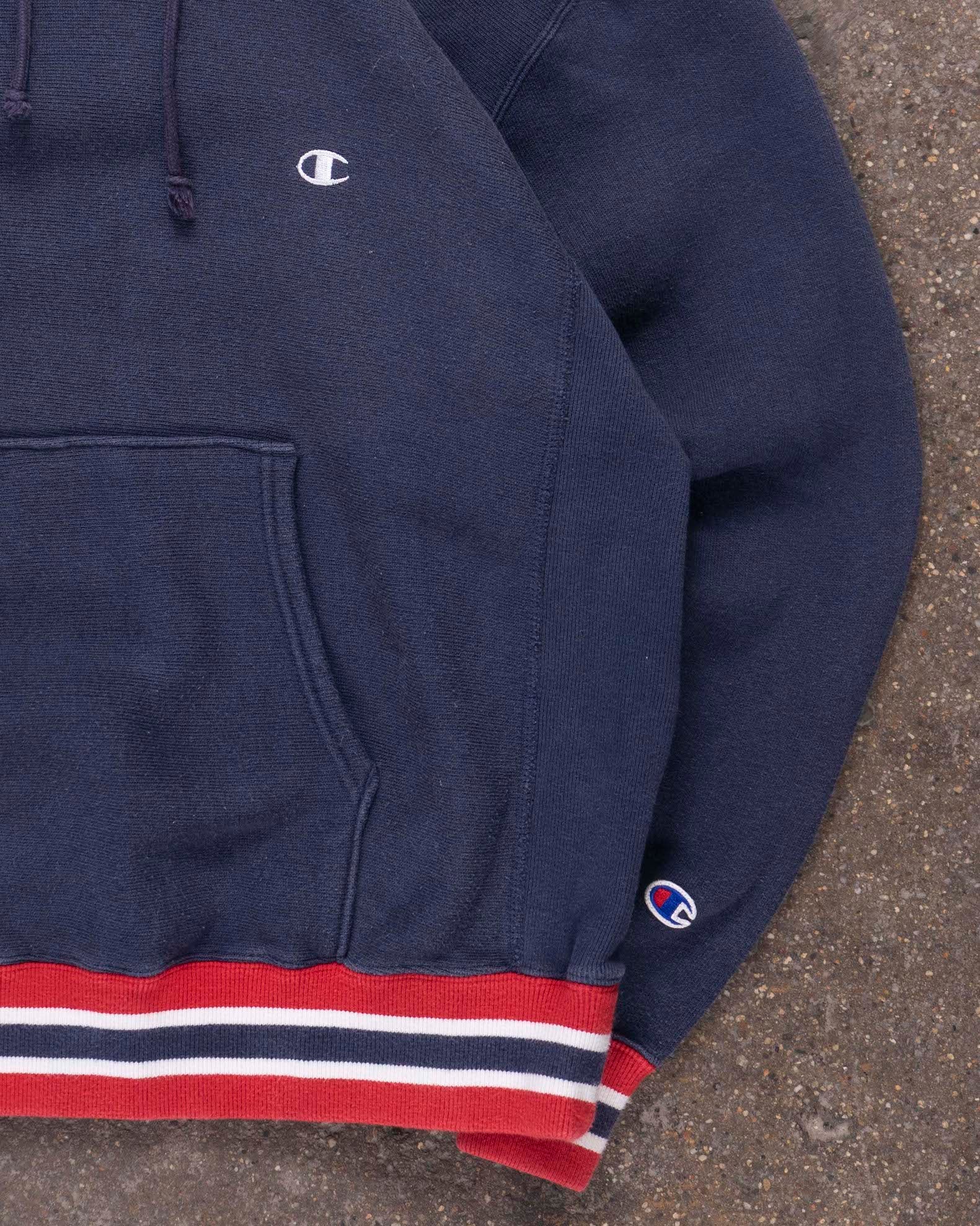 90s Champion Sunfaded Navy Sweatshirt hooded Medium EPILOGUE